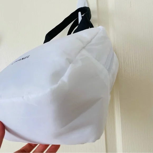 Brand New Chanel White Puffy Top Handles Beauty Makeup Cosmetic Bag
